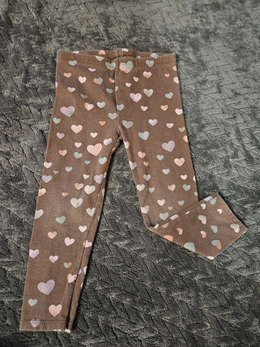 Garanimals Brown Leggings with Pink and Light Blue Hearts